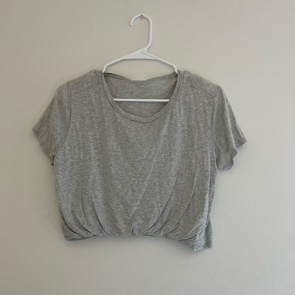 Light Grey Cropped Loose Fit Tee Shirt